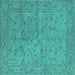 Square Oriental Turquoise Industrial Rug, urb1142turq