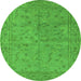 Round Oriental Green Industrial Rug, urb1142grn