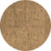 Round Oriental Brown Industrial Rug, urb1142brn