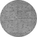 Round Oriental Gray Industrial Rug, urb1142gry