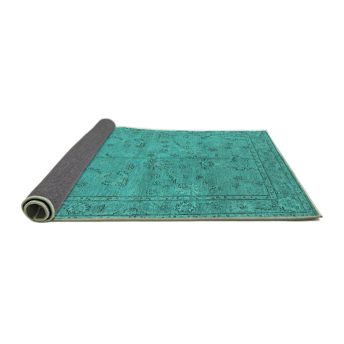Sideview of Oriental Turquoise Industrial Rug, urb1142turq