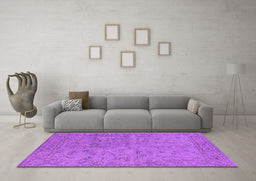 Machine Washable Oriental Purple Industrial Area Rugs in a Living Room, wshurb1142pur