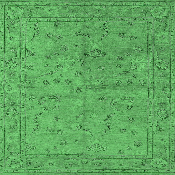 Square Machine Washable Oriental Emerald Green Industrial Area Rugs, wshurb1142emgrn