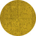 Round Oriental Yellow Industrial Rug, urb1142yw