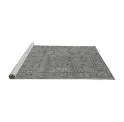 Sideview of Machine Washable Oriental Gray Industrial Rug, wshurb1142gry