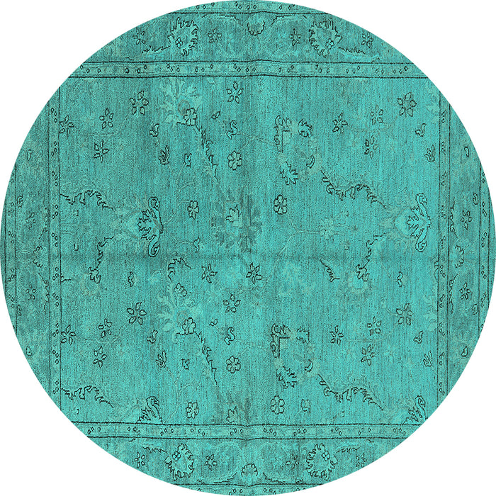 Round Oriental Turquoise Industrial Rug, urb1142turq