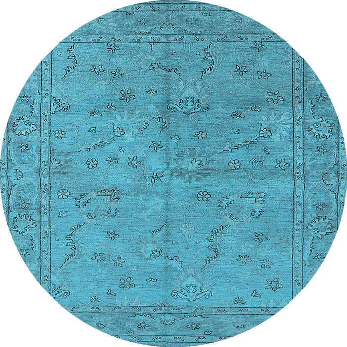 Round Oriental Light Blue Industrial Rug, urb1142lblu