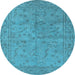 Round Oriental Light Blue Industrial Rug, urb1142lblu