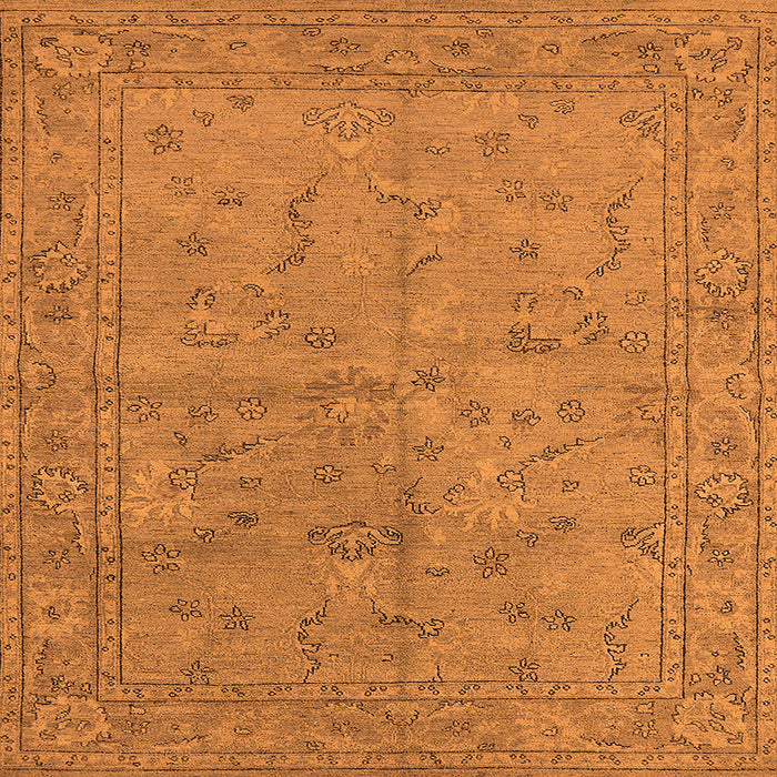 Square Machine Washable Oriental Orange Industrial Area Rugs, wshurb1142org