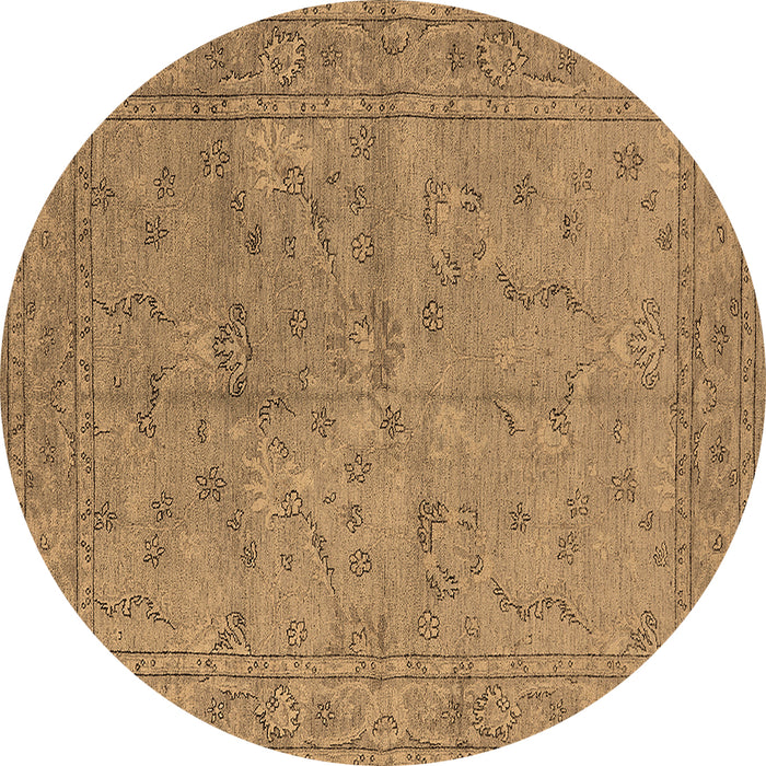Round Machine Washable Oriental Brown Industrial Rug, wshurb1142brn
