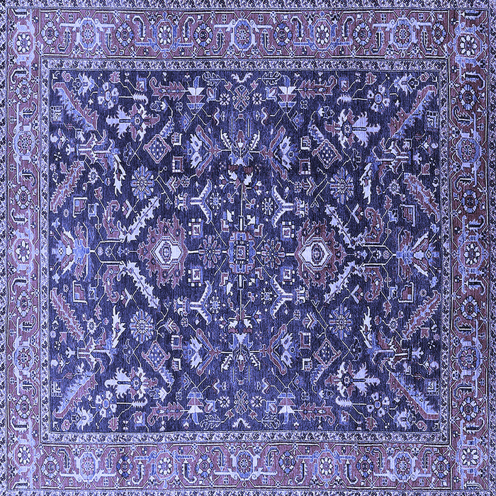 Square Machine Washable Oriental Blue Industrial Rug, wshurb1143blu