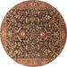 Round Oriental Brown Industrial Rug, urb1143brn