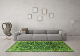 Machine Washable Oriental Green Industrial Area Rugs in a Living Room,, wshurb1143grn