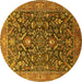 Round Oriental Yellow Industrial Rug, urb1143yw