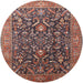 Round Machine Washable Industrial Modern Camel Brown Rug, wshurb1143