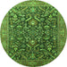 Round Oriental Green Industrial Rug, urb1143grn