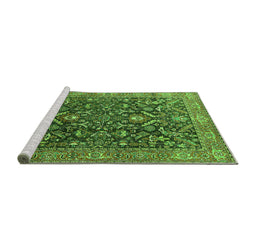 Sideview of Machine Washable Oriental Green Industrial Area Rugs, wshurb1143grn
