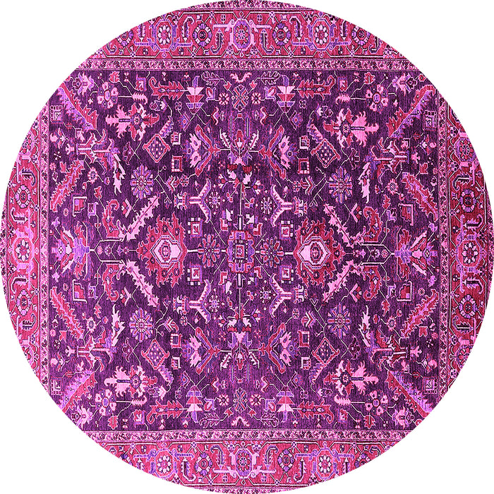 Round Oriental Pink Industrial Rug, urb1143pnk