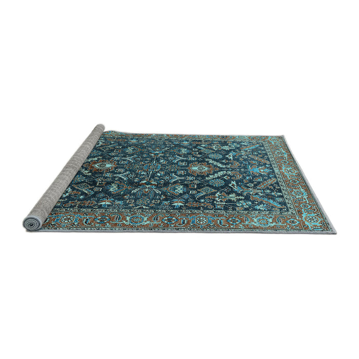 Sideview of Machine Washable Oriental Light Blue Industrial Rug, wshurb1143lblu