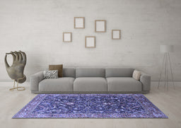 Machine Washable Oriental Blue Industrial Rug in a Living Room, wshurb1143blu