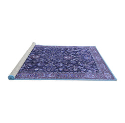 Sideview of Machine Washable Oriental Blue Industrial Rug, wshurb1143blu