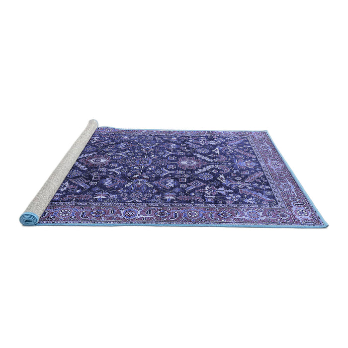 Sideview of Machine Washable Oriental Blue Industrial Rug, wshurb1143blu