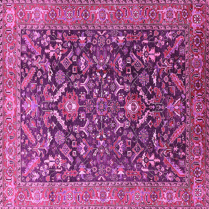 Square Machine Washable Oriental Pink Industrial Rug, wshurb1143pnk