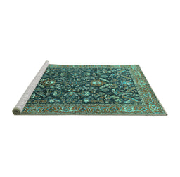 Sideview of Machine Washable Oriental Turquoise Industrial Area Rugs, wshurb1143turq