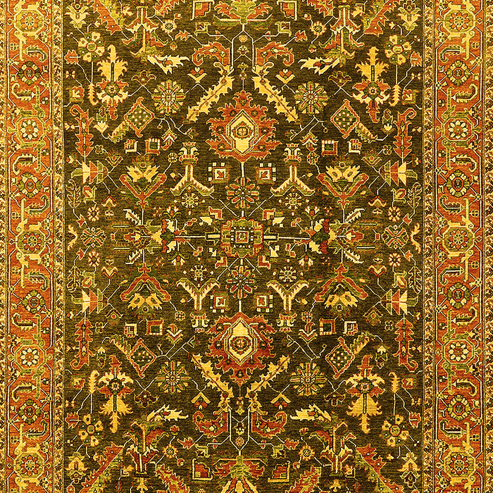 Machine Washable Oriental Yellow Industrial Rug, wshurb1143yw