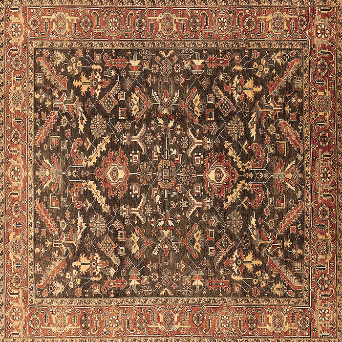Square Oriental Brown Industrial Rug, urb1143brn