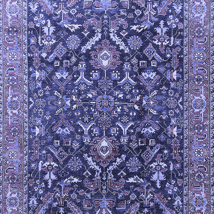 Machine Washable Oriental Blue Industrial Rug, wshurb1143blu