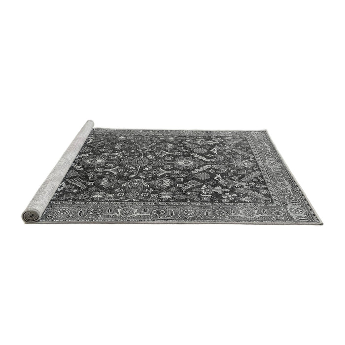 Sideview of Machine Washable Oriental Gray Industrial Rug, wshurb1143gry