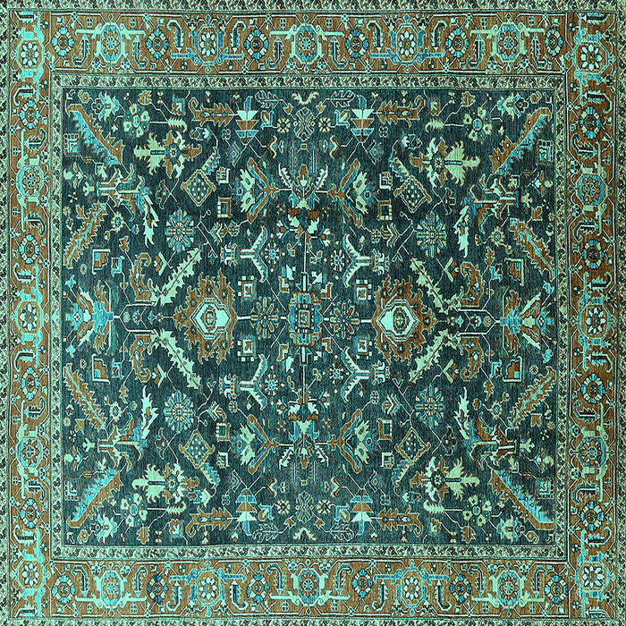 Square Oriental Turquoise Industrial Rug, urb1143turq