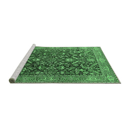 Sideview of Machine Washable Oriental Emerald Green Industrial Area Rugs, wshurb1143emgrn