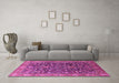 Machine Washable Oriental Pink Industrial Rug in a Living Room, wshurb1143pnk