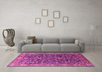 Machine Washable Oriental Pink Industrial Rug, wshurb1143pnk