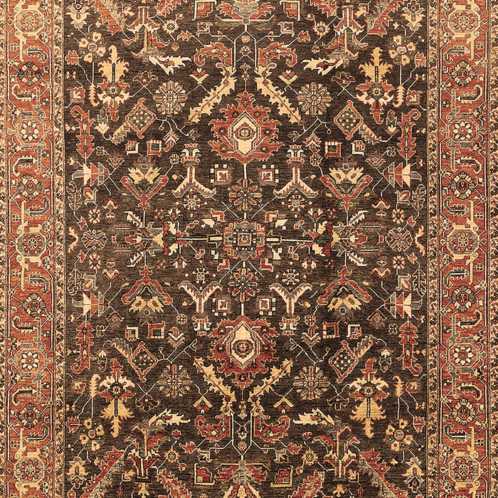 Machine Washable Oriental Brown Industrial Rug, wshurb1143brn