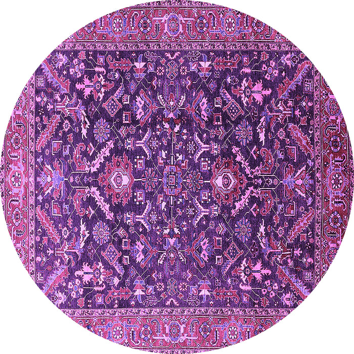 Round Machine Washable Oriental Purple Industrial Area Rugs, wshurb1143pur