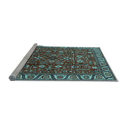 Sideview of Machine Washable Oriental Light Blue Industrial Rug, wshurb1144lblu
