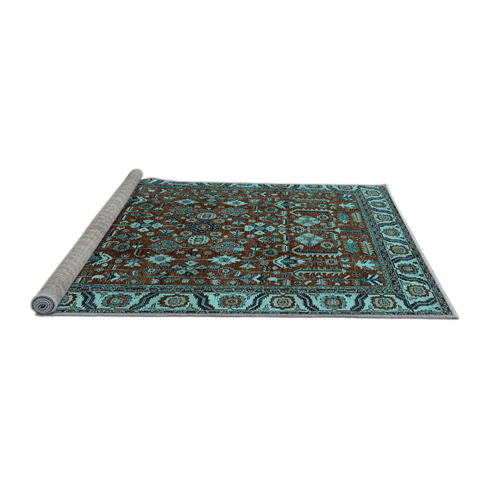 Sideview of Machine Washable Oriental Light Blue Industrial Rug, wshurb1144lblu