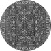 Round Oriental Gray Industrial Rug, urb1144gry