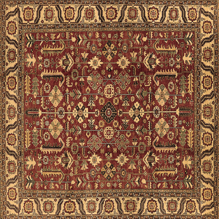 Square Machine Washable Oriental Brown Industrial Rug, wshurb1144brn