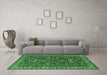 Machine Washable Oriental Emerald Green Industrial Area Rugs in a Living Room,, wshurb1144emgrn