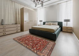 Mid-Century Modern Red Oriental Rug in a Bedroom, urb1144