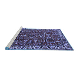 Sideview of Machine Washable Oriental Blue Industrial Rug, wshurb1144blu