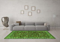 Machine Washable Oriental Green Industrial Rug, wshurb1144grn