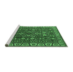 Sideview of Machine Washable Oriental Emerald Green Industrial Area Rugs, wshurb1144emgrn