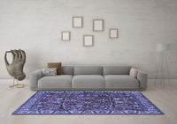 Machine Washable Oriental Blue Industrial Rug, wshurb1144blu