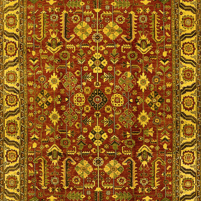 Machine Washable Oriental Yellow Industrial Rug, wshurb1144yw