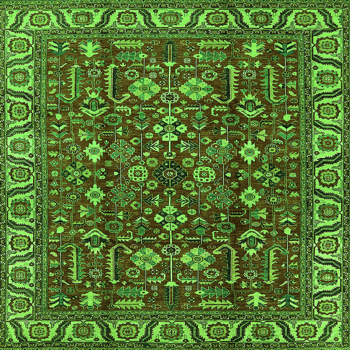 Square Oriental Green Industrial Rug, urb1144grn